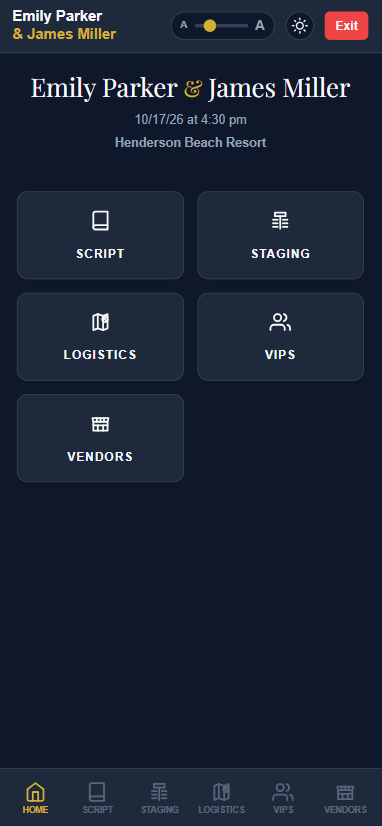 Day-of Mode on a tablet