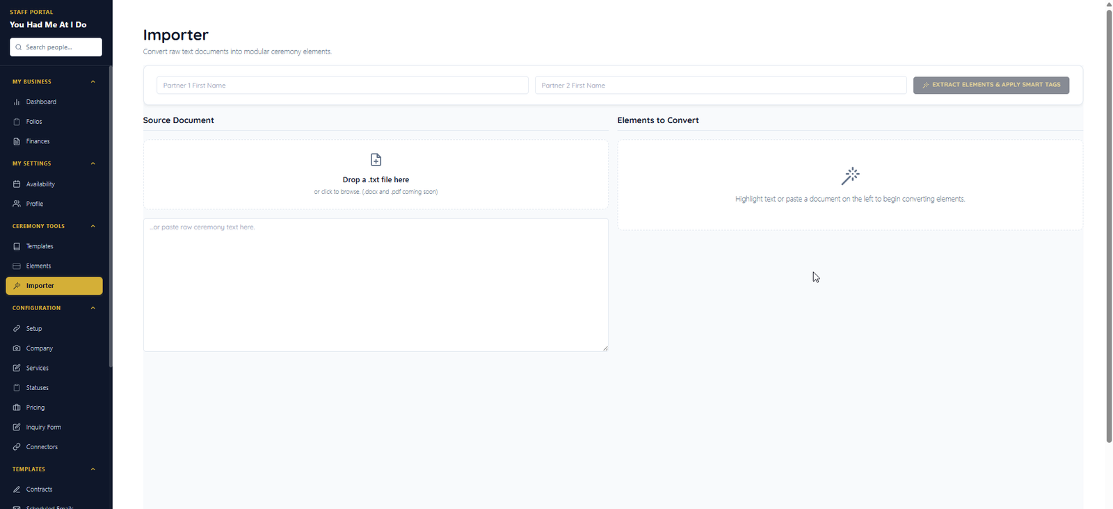 Magic Import — paste ceremony text or VIP lists and review structured results